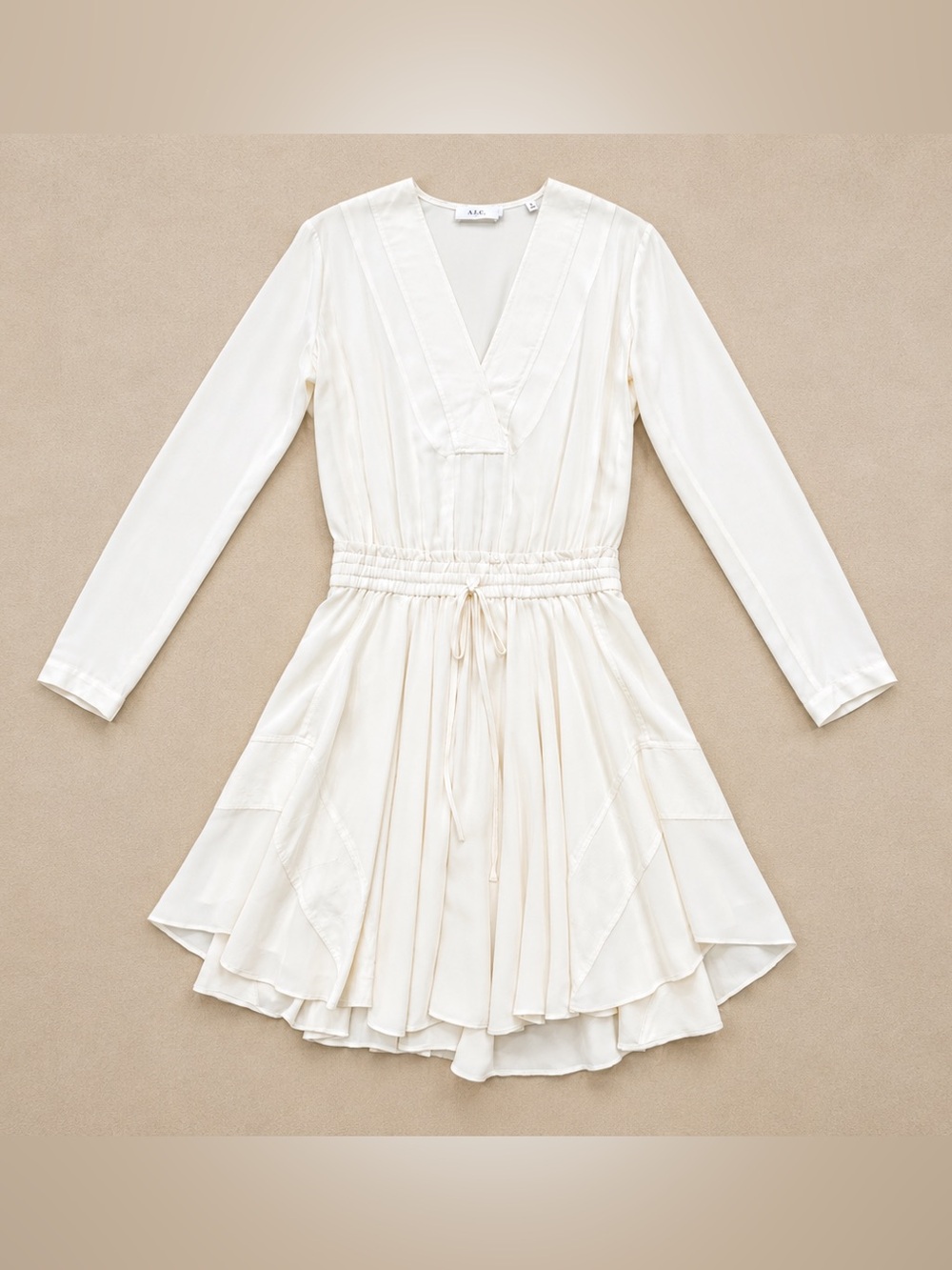 A.L.C. Ivory 100% Silk Long Sleeve Mini Dress – Size 2